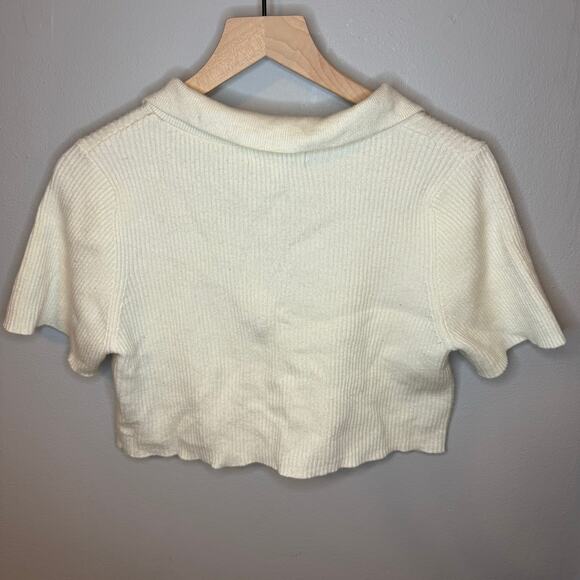 Hazel Moon ribbed cropped collared blouse 90's Y2K Fairy Grunge - Picture 3 of 3